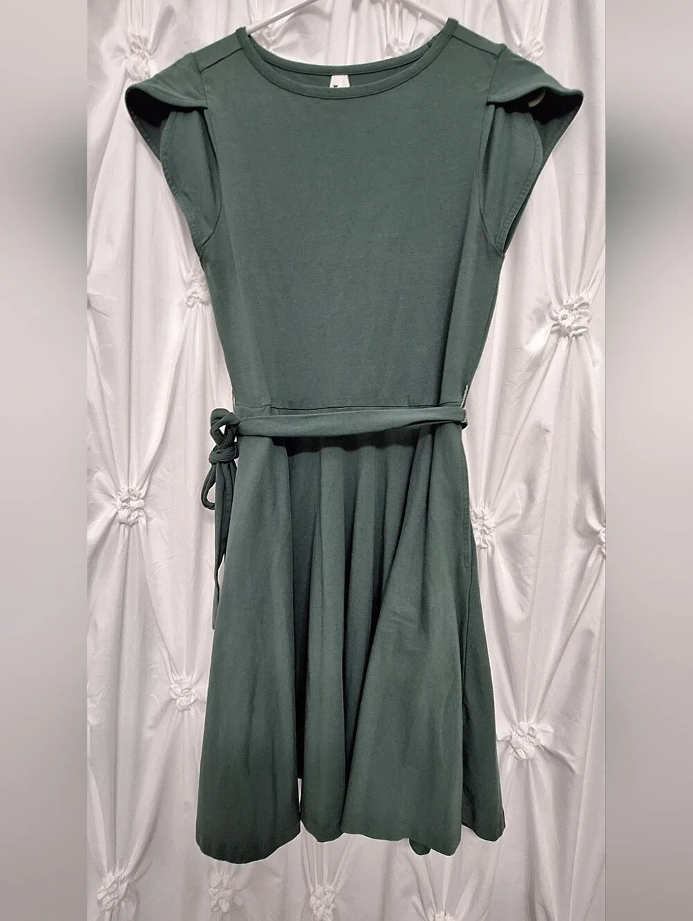 Pact Green Belted Cap-Sleeve Dress - Picture 5 of 6